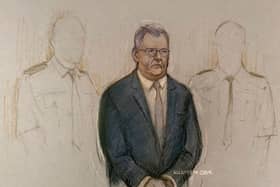 Court artist sketch of Jeffrey Donaldson in court