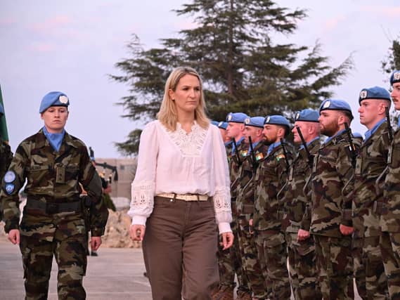 Helen McEntee inspecting some soldiers