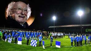 Michael D Higgins watches on as Finn Harps and Dundalk pay their respects