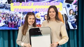 Buncrana  students Caoimhe Lafferty and Kayla McEleney take a leading role in promoting online safety
