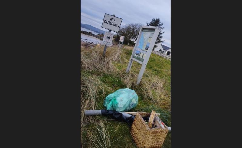 Shocking dumping of rubbish right beside 'no dumping' sign at Donegal beach 