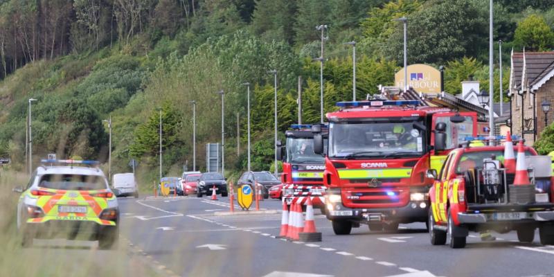 Emergency services at scene of Buncrana collision